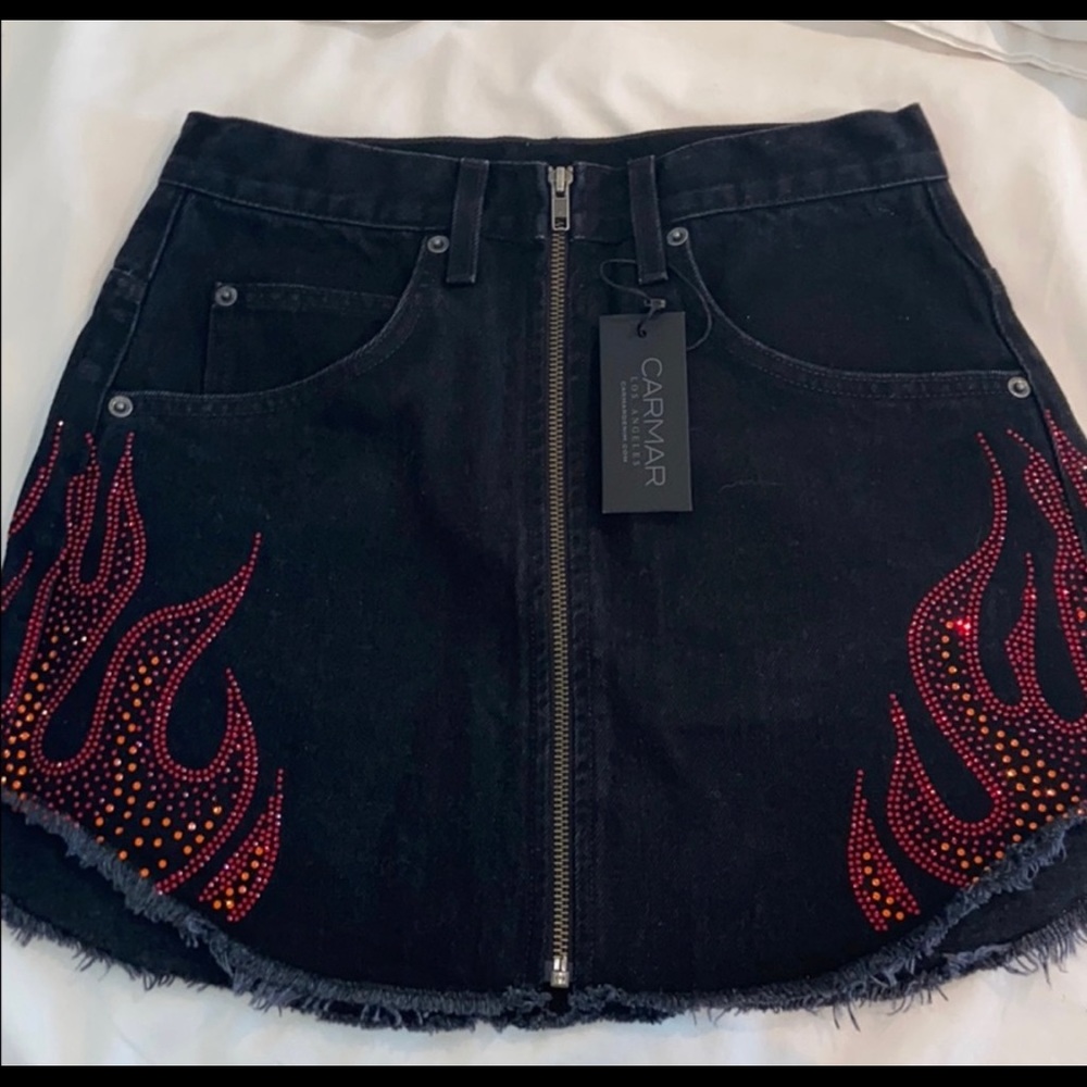 NWOT CARMAR denim bedazzled skirt